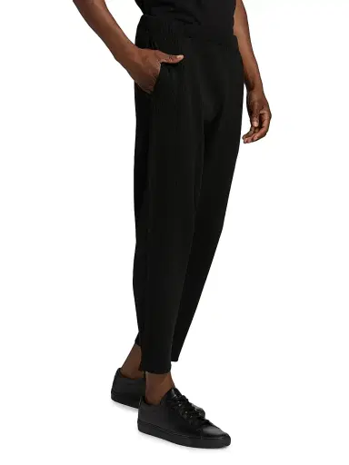 Homme Plissé Issey Miyake Men's August Knit Pleated Tapered-Leg Pants - Black - Size Large | Thumbnail 4 Homme Plissé Issey Miyake Men's August Knit Pleated Tapered-Leg Pants - Black - Size Large | Thumbnail 4
