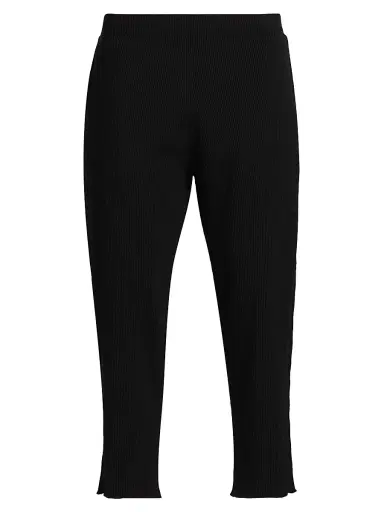 Homme Plissé Issey Miyake Men's August Knit Pleated Tapered-Leg Pants - Black - Size Large | Thumbnail 1 Homme Plissé Issey Miyake Men's August Knit Pleated Tapered-Leg Pants - Black - Size Large | Thumbnail 1