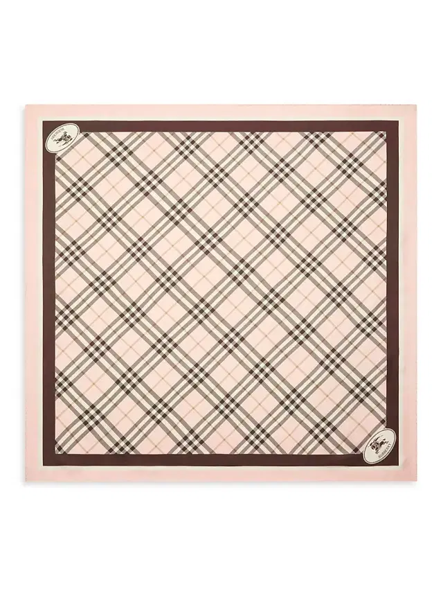 Burberry Women's Check Knight Stamp Silk Scarf - Bow Pink