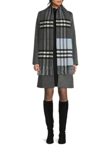 Burberry Women's Double Check Cashmere Scarf | Thumbnail 2 Burberry Women's Double Check Cashmere Scarf | Thumbnail 2