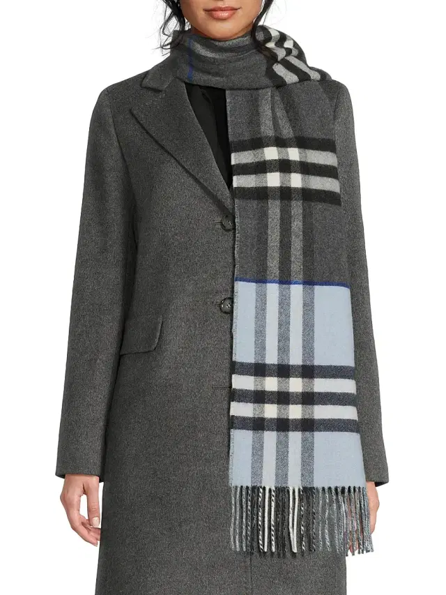 Women's Double Check Cashmere Scarf - Marlborough Bank