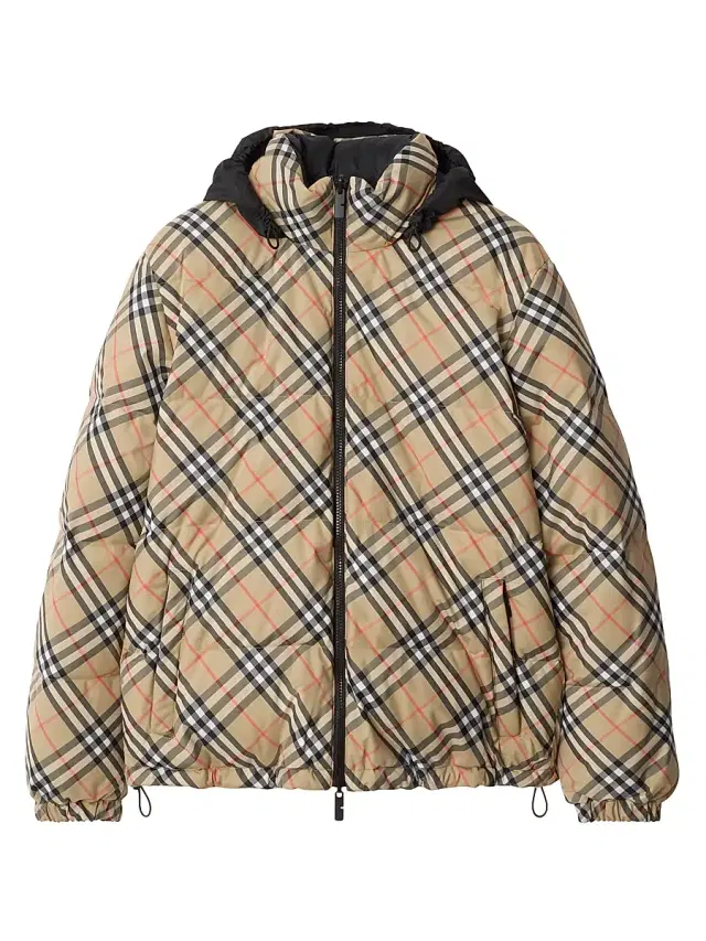 Burberry Men's Snowdon Check Puffer Jacket - Sand Check