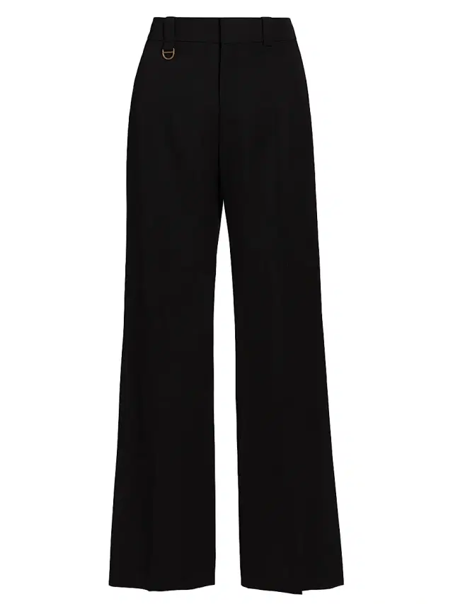 Women's Wool Wide-Leg Trousers - Black Women's Wool Wide-Leg Trousers - Black
