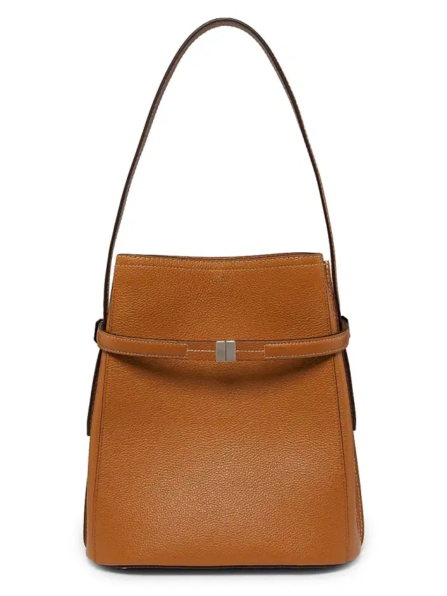 Toteme Women's Belted Leather Bucket Bag - Brown
