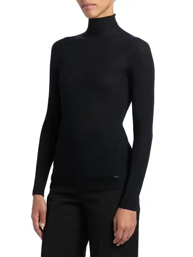 Akris Women's Rib-Knit Cashmere-Silk Turtleneck - Dark Navy - Size 10 | Thumbnail 4 Akris Women's Rib-Knit Cashmere-Silk Turtleneck - Dark Navy - Size 10 | Thumbnail 4