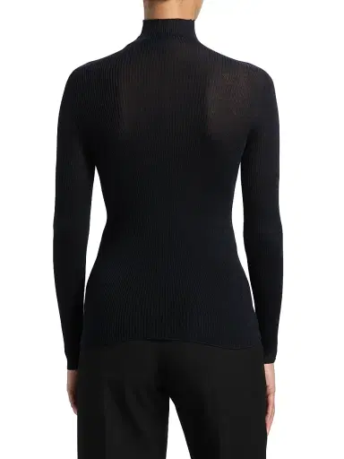 Akris Women's Rib-Knit Cashmere-Silk Turtleneck - Dark Navy - Size 10 | Thumbnail 5 Akris Women's Rib-Knit Cashmere-Silk Turtleneck - Dark Navy - Size 10 | Thumbnail 5