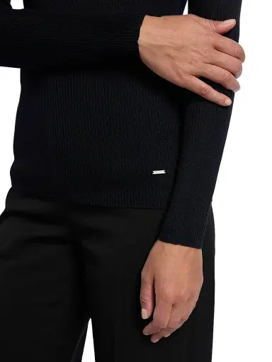 Akris Women's Rib-Knit Cashmere-Silk Turtleneck - Dark Navy - Size 10 | Thumbnail 6 Akris Women's Rib-Knit Cashmere-Silk Turtleneck - Dark Navy - Size 10 | Thumbnail 6