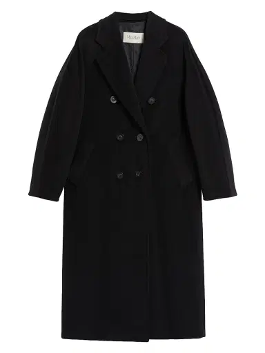Max Mara Women's 101801 Icon Madame Wool Cashmere Double-Breasted Coat - Black | Thumbnail 1 Max Mara Women's 101801 Icon Madame Wool Cashmere Double-Breasted Coat - Black | Thumbnail 1