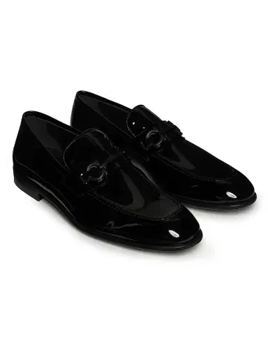 Ferragamo Men's Foster Patent Leather Loafers - Nero - Size 13 | Thumbnail 2