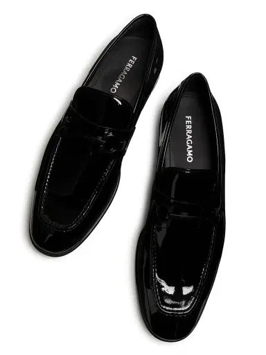 Ferragamo Men's Foster Patent Leather Loafers - Nero - Size 13 | Thumbnail 4