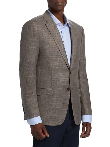 Emporio Armani Men's Wool-Linen-Silk Blend Sport Coat - Tan | Thumbnail 4 Emporio Armani Men's Wool-Linen-Silk Blend Sport Coat - Tan | Thumbnail 4