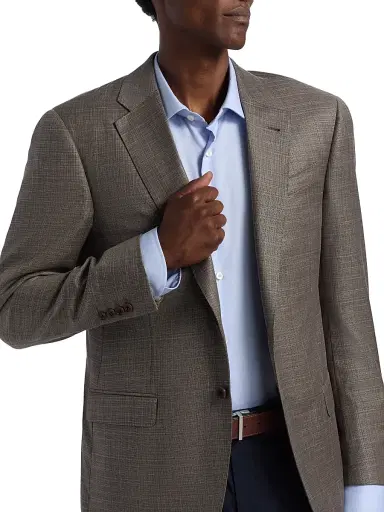 Emporio Armani Men's Wool-Linen-Silk Blend Sport Coat - Tan | Thumbnail 6 Emporio Armani Men's Wool-Linen-Silk Blend Sport Coat - Tan | Thumbnail 6