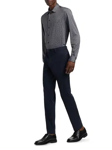Emporio Armani Men's Geometric Button-Front Sport Shirt - Fancy Blue - Size Medium | Thumbnail 2 Emporio Armani Men's Geometric Button-Front Sport Shirt - Fancy Blue - Size Medium | Thumbnail 2