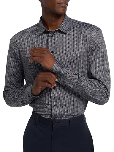 Emporio Armani Men's Geometric Button-Front Sport Shirt - Fancy Blue - Size Medium | Thumbnail 6 Emporio Armani Men's Geometric Button-Front Sport Shirt - Fancy Blue - Size Medium | Thumbnail 6