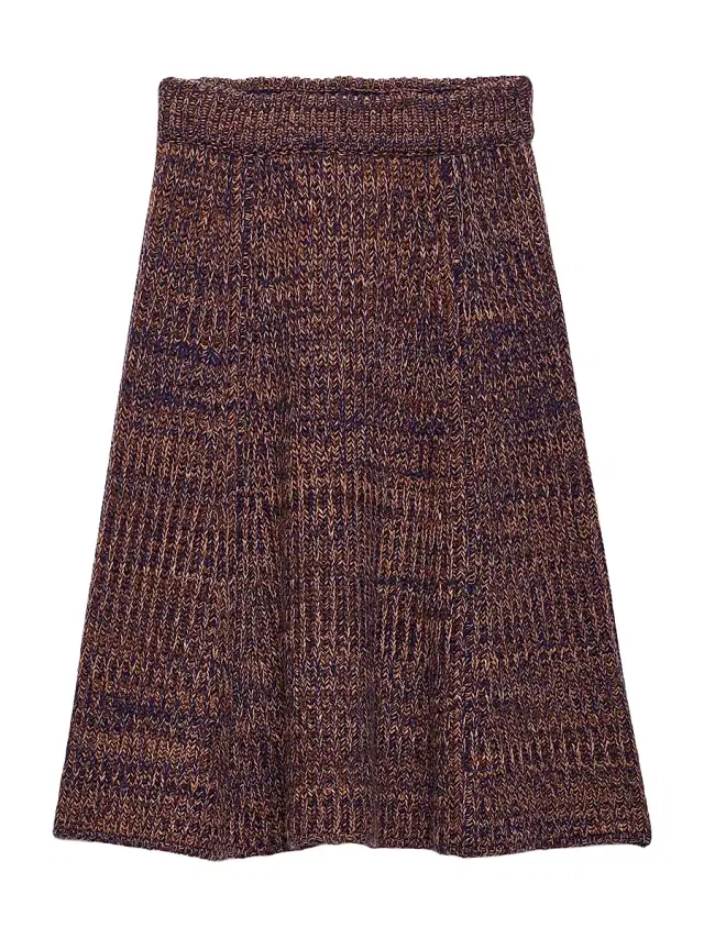 Women's Wool and Cashmere Knit Skirt - Blue Red