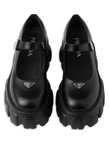 Prada Women's Brushed Leather Monolith Mary Janes | Thumbnail 2