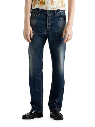 Prada Men's Regular Washed Denim Jeans - Blue | Thumbnail 2