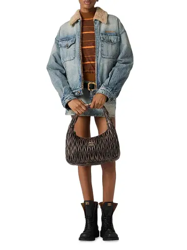 Miu Miu Women's Wander Matelassé Nappa Leather Top Handle Bag - Brown | Thumbnail 2