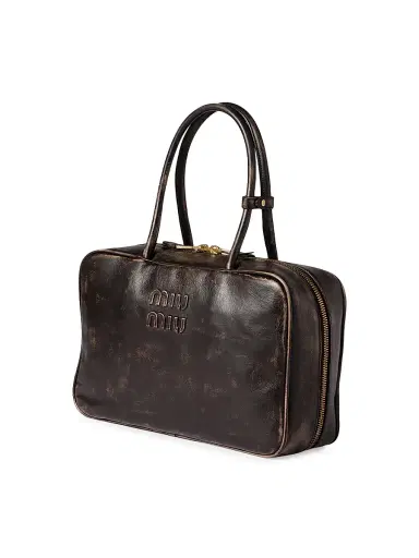 Miu Miu Women's Beau Nappa Leather Top Handle Bag - Brown | Thumbnail 5 Miu Miu Women's Beau Nappa Leather Top Handle Bag - Brown | Thumbnail 5