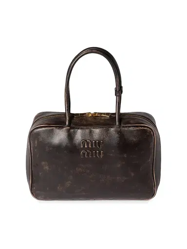 Miu Miu Women's Beau Nappa Leather Top Handle Bag - Brown | Thumbnail 1 Miu Miu Women's Beau Nappa Leather Top Handle Bag - Brown | Thumbnail 1