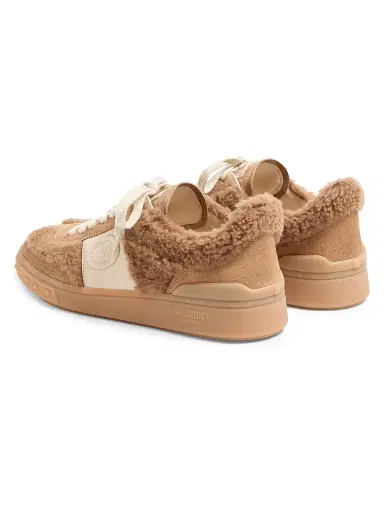 Valentino Garavani Women's Upvillage Sneakers in Wool and Crust Leather - Camel Glace - Size 7.5 | Thumbnail 3 Valentino Garavani Women's Upvillage Sneakers in Wool and Crust Leather - Camel Glace - Size 7.5 | Thumbnail 3