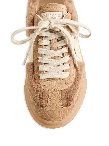 Valentino Garavani Women's Upvillage Sneakers in Wool and Crust Leather - Camel Glace - Size 7.5 | Thumbnail 5 Valentino Garavani Women's Upvillage Sneakers in Wool and Crust Leather - Camel Glace - Size 7.5 | Thumbnail 5