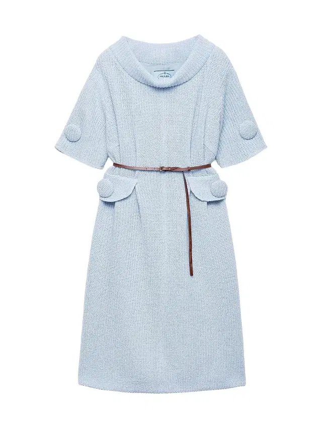 Women's Mouliné Wool Knit Dress - Blue