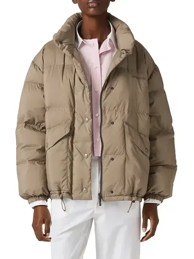 Miu Miu Women's Medium Weight Technical Pongé Down Jacket - Beige Khaki - Size 4 | Thumbnail 2 Miu Miu Women's Medium Weight Technical Pongé Down Jacket - Beige Khaki - Size 4 | Thumbnail 2