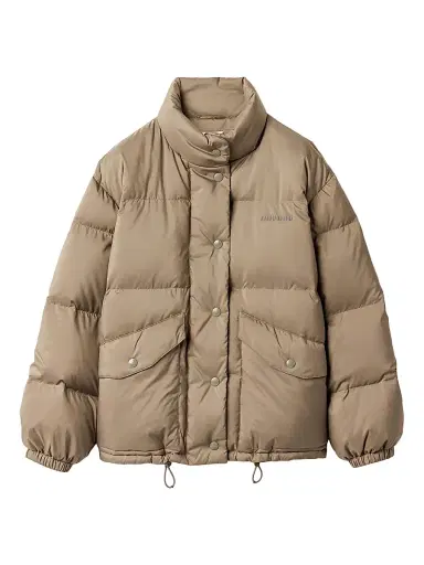 Miu Miu Women's Medium Weight Technical Pongé Down Jacket - Beige Khaki - Size 4 | Thumbnail 1 Miu Miu Women's Medium Weight Technical Pongé Down Jacket - Beige Khaki - Size 4 | Thumbnail 1