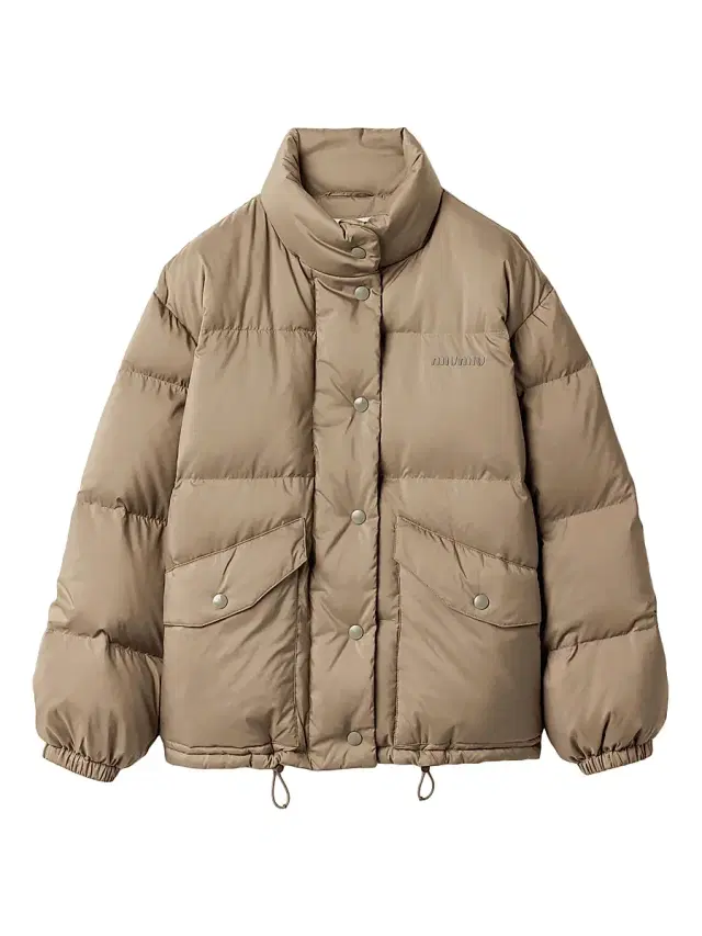 Miu Miu Women's Medium Weight Technical Pongé Down Jacket - Beige Khaki