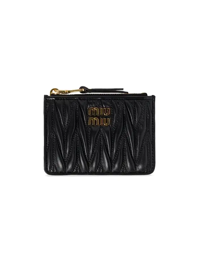 Miu Miu Women's Matelassé Nappa Leather Card Holder - Black