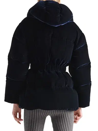Prada Women's Velvet Down Jacket - Dark Blue - Size 12 | Thumbnail 3