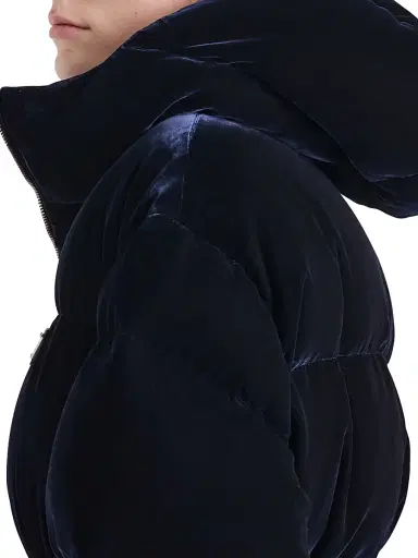 Prada Women's Velvet Down Jacket - Dark Blue - Size 12 | Thumbnail 4