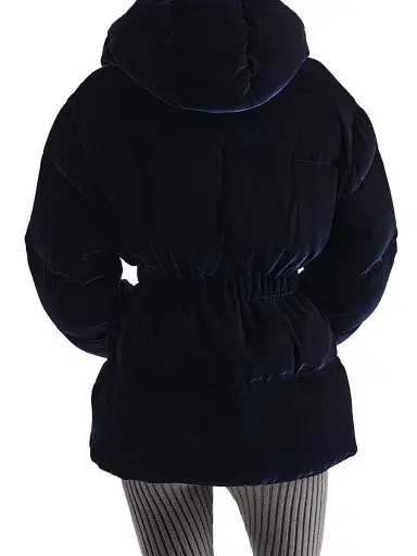 Prada Women's Velvet Down Jacket - Dark Blue - Size 12 | Thumbnail 5