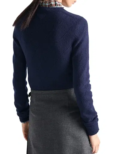 Prada Women's Cashmere Crew-Neck Sweater - Blue | Thumbnail 3