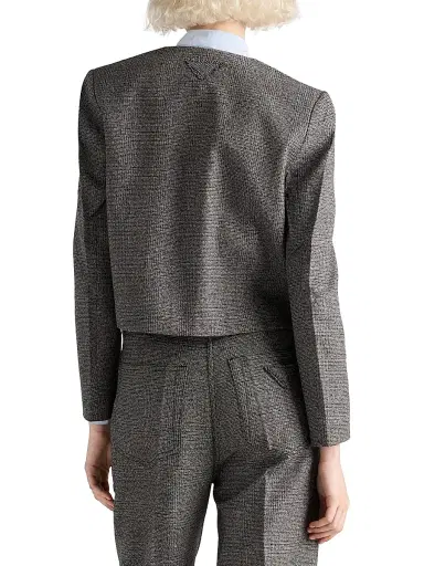 Prada Women's Single-Breasted Princes of Wales Mouliné Jacket - Grey - Size 10 | Thumbnail 3 Prada Women's Single-Breasted Princes of Wales Mouliné Jacket - Grey - Size 10 | Thumbnail 3