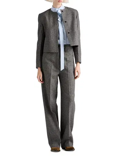 Prada Women's Single-Breasted Princes of Wales Mouliné Jacket - Grey - Size 10 | Thumbnail 5 Prada Women's Single-Breasted Princes of Wales Mouliné Jacket - Grey - Size 10 | Thumbnail 5