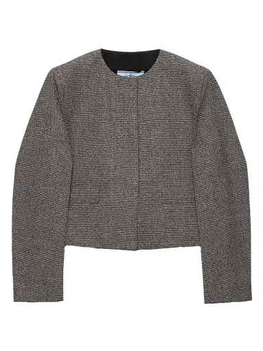 Prada Women's Single-Breasted Princes of Wales Mouliné Jacket - Grey - Size 10 | Thumbnail 1 Prada Women's Single-Breasted Princes of Wales Mouliné Jacket - Grey - Size 10 | Thumbnail 1