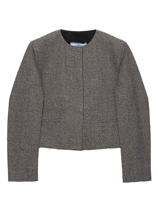 Prada Women's Single-Breasted Princes of Wales Mouliné Jacket - Grey