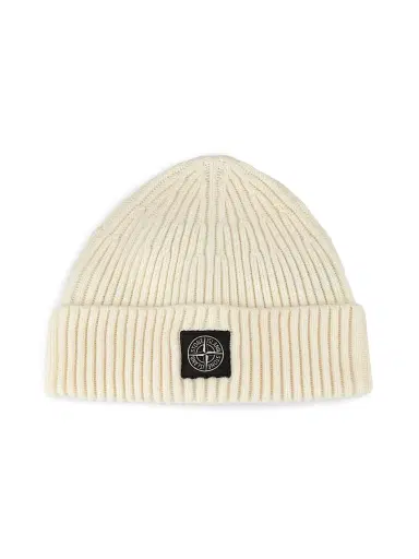 Stone Island Men's Logo Wool Beanie - Ivory | Thumbnail 1