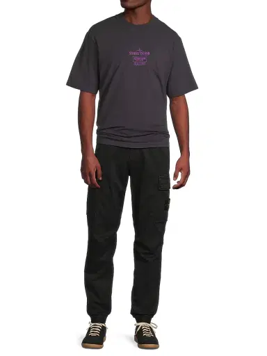 Stone Island Men's Cotton Cargo Jogger Pants - Black | Thumbnail 2 Stone Island Men's Cotton Cargo Jogger Pants - Black | Thumbnail 2