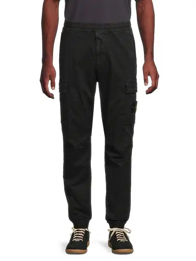 Stone Island Men's Cotton Cargo Jogger Pants - Black | Thumbnail 3 Stone Island Men's Cotton Cargo Jogger Pants - Black | Thumbnail 3