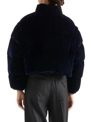 Prada Women's Velvet Down Jacket - Blue - Size 10 | Thumbnail 3 Prada Women's Velvet Down Jacket - Blue - Size 10 | Thumbnail 3