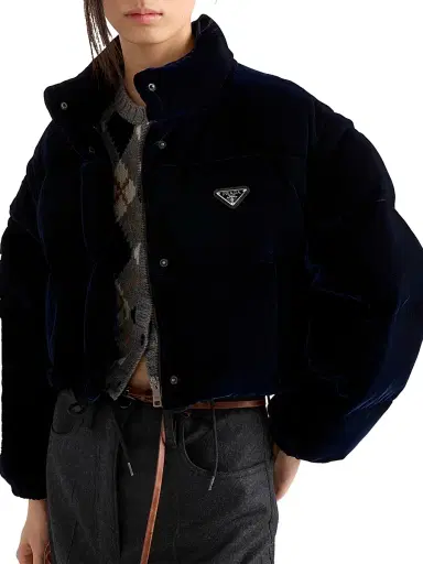 Prada Women's Velvet Down Jacket - Blue - Size 10 | Thumbnail 4 Prada Women's Velvet Down Jacket - Blue - Size 10 | Thumbnail 4