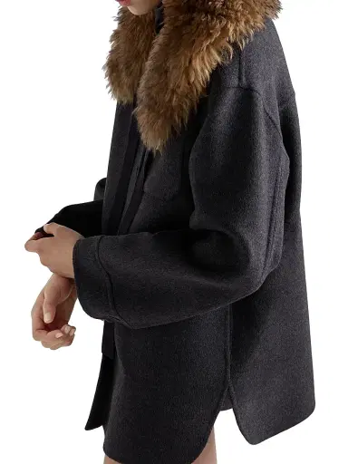 Prada Women's Single-Breasted Double Cashwool Caban Jacket - Grey | Thumbnail 3 Prada Women's Single-Breasted Double Cashwool Caban Jacket - Grey | Thumbnail 3