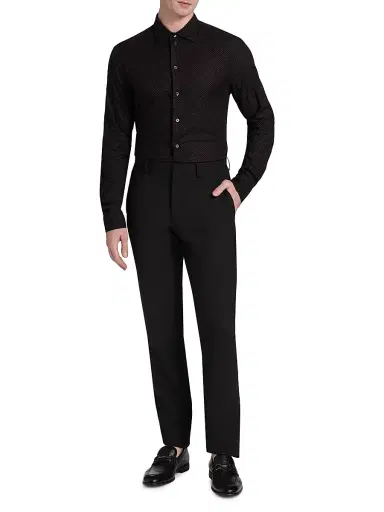 Emporio Armani Men's Flocked Velvet Sport Shirt - Black | Thumbnail 2 Emporio Armani Men's Flocked Velvet Sport Shirt - Black | Thumbnail 2