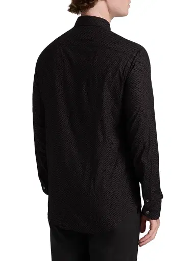 Emporio Armani Men's Flocked Velvet Sport Shirt - Black | Thumbnail 5 Emporio Armani Men's Flocked Velvet Sport Shirt - Black | Thumbnail 5