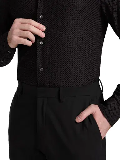 Emporio Armani Men's Flocked Velvet Sport Shirt - Black | Thumbnail 6 Emporio Armani Men's Flocked Velvet Sport Shirt - Black | Thumbnail 6