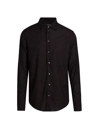 Emporio Armani Men's Flocked Velvet Sport Shirt - Black | Thumbnail 1 Emporio Armani Men's Flocked Velvet Sport Shirt - Black | Thumbnail 1