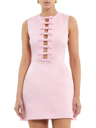 Rebecca Vallance Women's Aymee Bow Minidress - Soft Pink - Size 12 | Thumbnail 3 Rebecca Vallance Women's Aymee Bow Minidress - Soft Pink - Size 12 | Thumbnail 3